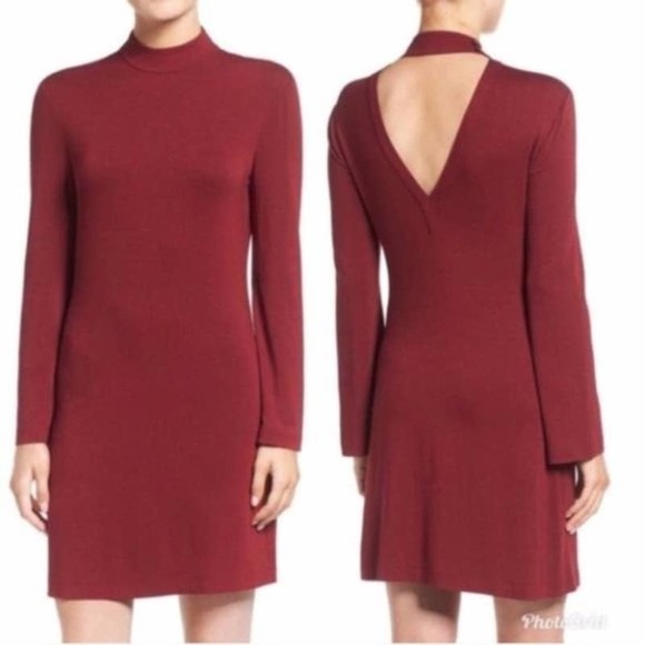 Rebecca Minkoff Dresses & Skirts - Rebecca Minkoff Cursa Wine Mock Neck Open Back Sheath Dress